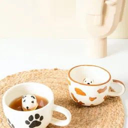ArteCasa White & Black 2 Pieces Printed Ceramic Glossy Cups-34