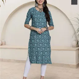 HERE&NOW Women Ethnic Motifs Printed Crepe Kurta-picture-53