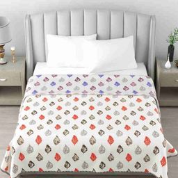 JP SHINE Blue & White Floral Printed AC Room Cotton 210 GSM Reversible Double Bed Dohar-image-83