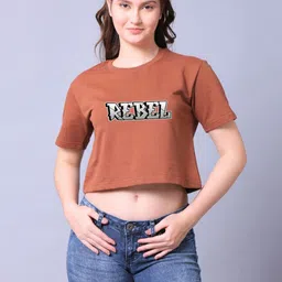 Lazy Lush Women Typography Print Cotton Crop Top-19