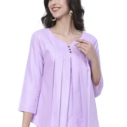 G0-4 IT Women Gathered or Pleated V-Neck Three-Quarter Sleeves Top-picture-19