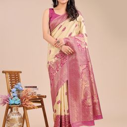Astita Ethnic Motifs Woven Design Zari Banarasi Saree-image-59