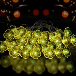 Kuber Industries Green Flower Shape String Lights image 1