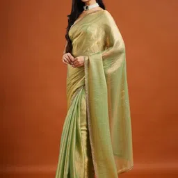 LOROFY Embroidered Embellished Beads and Stones Border Saree-picture-38