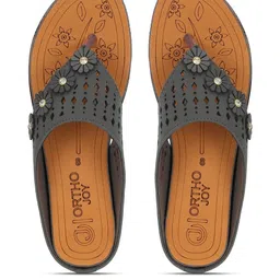 ORTHO JOY Women Woven Design T-Strap Flats-picture-4