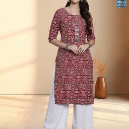 HERE&NOW Women Ethnic Motifs Printed Crepe Kurta-image-76