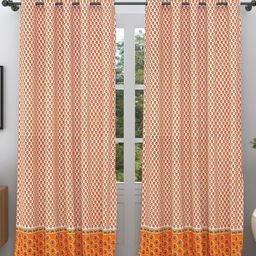 The Craft Monk Yellow & White Set of 2 Floral Door Curtain-image-102