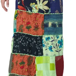 Exotic India Printed Pure Cotton Wrap Maxi Skirt-21