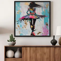 999Store Blue & Pink Dancer Abstract Canvas Painting Wall Art-image-3