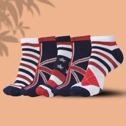 MJE Men Pack Of 5 Patterned Ankle Length Socks-image-99