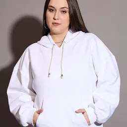 SASSAFRAS Curve Women Plus SizeHooded Long Sleeves Sweatshirt-image-5
