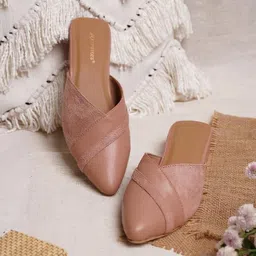 Kneetoes Women Nude Solid Block Heel Mules-image-21