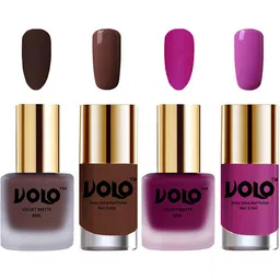 VOLO Set Of 4 Velvet Matte & Extra Shine Nail Polish-8 ml & 9.9 ml Each Shade 02-14-19-35 image 1