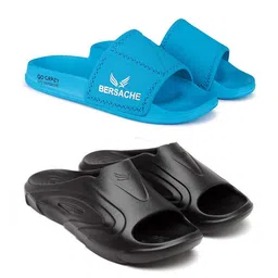 BERSACHE Men Pack Of 2 Self Design Ultra SoftClogs & Sliders-picture-1