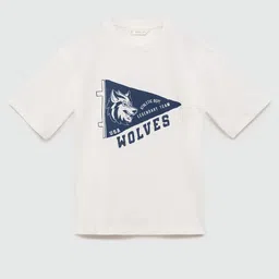 Mango Kids Boys Cotton Graphic Printed Drop-Shoulder Sleeves T-shirt-image-24