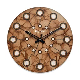 OLIVE TREE Black & Brown Floral Printed Round Shaped Contemporary Analogue Wall Clock-4