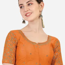 HERE&NOW Embroidered Round Neck Saree Blouse-picture-22
