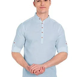 AMRIT TOP WEAR Mandarin Collar Organic Cotton Straight Kurta-picture-5