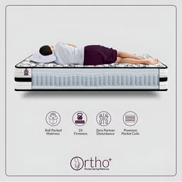 Amore Ortho Plus Black & White Quilted Zero Partner Disturbance Single Size Mattress image 2