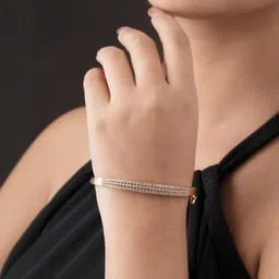 TKRB SALES Sterling Silver Gold-Plated Cubic Zirconia Studded Bangle Style Bracelet-picture-30