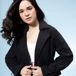 glitchez Waist Drawstring Double-Breasted Crop Coat-picture-31