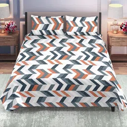 DREAM LIVING White & Brown Floral 144 TC Queen Bedsheet with 2 Pillow Covers-image-33