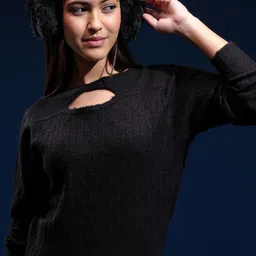 Basics By Tokyo Talkies Women Ribbed Pullover-image-90