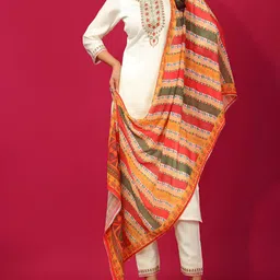 JDS LIFESTYLE Women Ethnic Motifs Embroidered Kurta with Trousers & Dupatta-picture-1