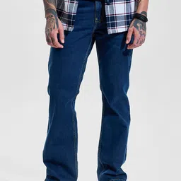 Snitch Men Dark Indigo Blue Mid-Rise Bootcut Jeans-image-73
