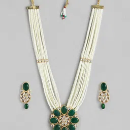 Anouk Gold Plated Beaded Premium Layered Long Neckalce & Earring Set-24