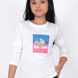 CHARMGAL Girls Graphic Printed Round Neck Cotton Tom & Jerry T-shirt-image-95