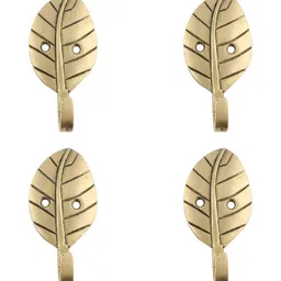 IndianShelf Gold Toned 4 Pieces Betel Leaf Wall Hooks-image-90