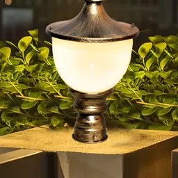 KINIS Brown & White Frustum Shaped Metal Weatherproof & Rust-Resistant Outdoor Pole Lamp-18