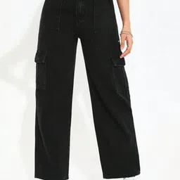 NU CLOTHS Women Regular Fit High-Rise Stretchable Cargo Jeans-picture-34