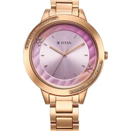 Titan Women Brass Dial & Stainless Steel Bracelet Style Straps Analogue Watch 2764WM01-59