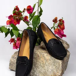 Indifeet Women Striped PU Loafers-image-62