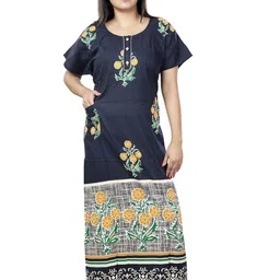 Laa Calcutta Printed Pure Cotton Maxi Nightdress-image-7