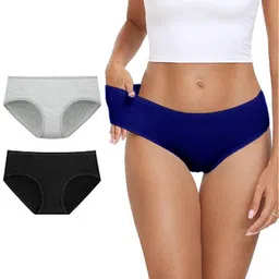 Diving Deep Women Pack of 3 Cotton Assorted Plus Size Hipster Briefs-picture-14