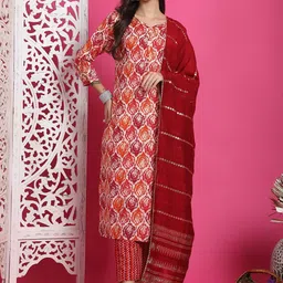 Roly Poly Women Floral Printed Regular Kurta with Trousers & With Dupatta-4