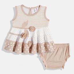BABYMAX Infants Girls Polka Dot Printed Pure Cotton A-Line Dress-image-80