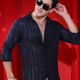 Campus Sutra Men Comfort Fit Spread Collar Textured Casual Shirt-image-27