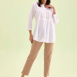 Go Colors Women Regular Fit Mid-Rise Cotton Cigarette Trousers-picture-0