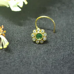 SHREEVARAM Gold-Plated Cubic Zirconia Ring Nosepin-picture-14