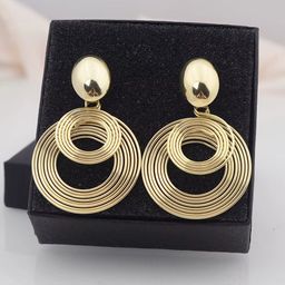 kazare Gold Plated Circular Shaped Drop Earrings-21