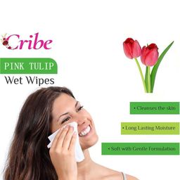 CRIBE Set Of 4 Rose & Tulip Extract Wet Cleansing Wipes With Vitamin E - 25 Wipes Each image 4