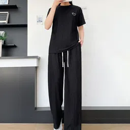 Stem Rope Round Neck T-Shirt With Trousers Co-Ords-picture-10