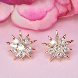 MEIRA JEWELLERY Gold-Plated Artificial Stones Studded Floral Shaped Studs-picture-32