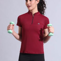 HRX by Hrithik Roshan Women Polo Collar Applique Slim Fit T-shirt-picture-39