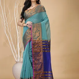 SLAGHA Zari Silk Cotton Taant Saree-image-98