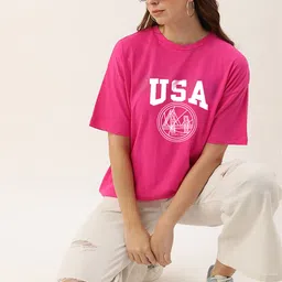 my swag Women Typography Round Neck Pure Cotton Pink T-Shirt-picture-16